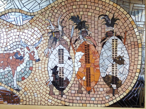 Tribal Customs and Life Art Mosaic.